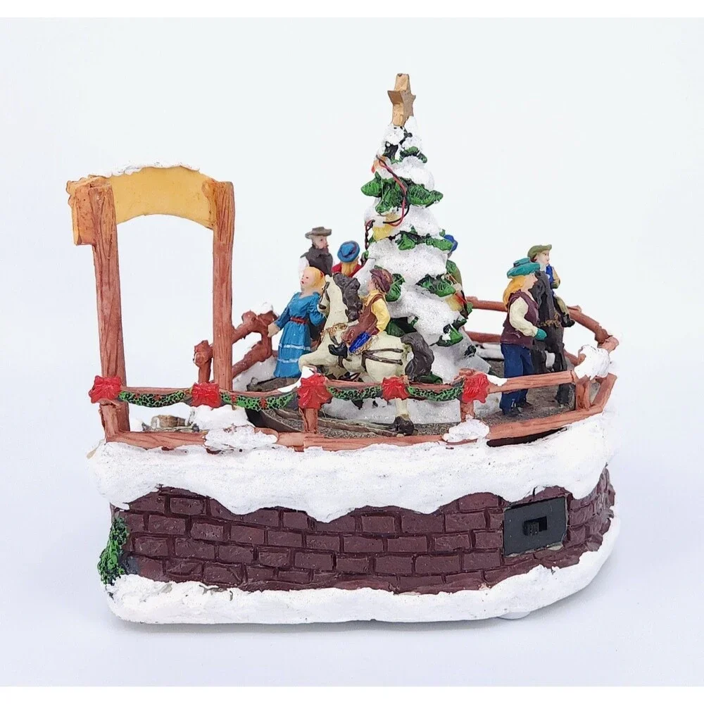 Vtg Holiday Time Cowboy Christmas Pony Ride Animated Lighted Boxed Works